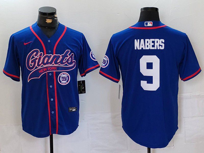 Men New York Giants #9 Nabers Blue Joint Name 2024 Nike Limited NFL Jersey style 3->new york giants->NFL Jersey